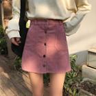 Buttoned A-line Corduroy Mini Skirt