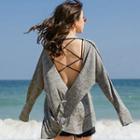 Strappy Top / Long-sleeve Open Back T-shirt