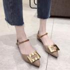 Buckled Pointed-toe Pleated Dorsay Flats