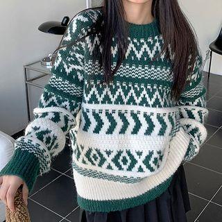 Round-neck Long-sleeve Wide Knit Top