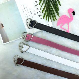 Faux Leather Heart Buckle Belt