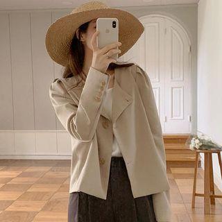 Puff Sleeve Round Neck Button-up Jacket