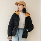 Color Block Hooded Cotton Jacket