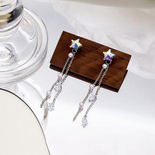 Rhinestone Star Drop Earring E2815-1 - 1 Pair - Silver - One Size