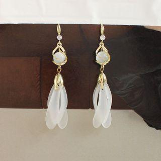 Faux Cat Eye Stone Petal Fringed Earring