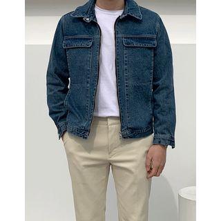 Reversible-zip Flap Denim Jacket