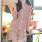 Piped Scallop-edge Pointelle-knit Cardigan