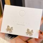 Bow Rhinestone Earring 01 - 1 Pair - Silver - One Size