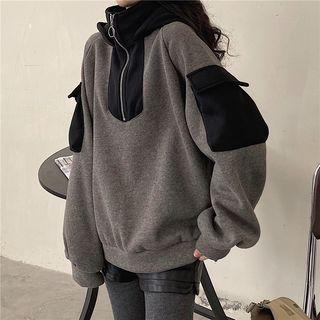 Color Block Pocket Detail Hoodie
