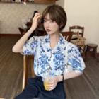 3/4 Sleeve Floral Shirt