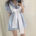 Set: Short-sleeve Mini Shirtdress + Bow Accent Mini Camisole Top