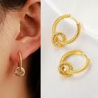Interlocking Hoop Alloy Dangle Earring 01 - 1 Pair - Gold - One Size