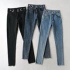 High-waist Frayed   Jeans