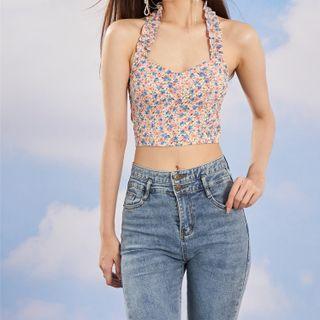 Floral Bow Halter Top