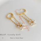 Flower Rhinestone Chained Alloy Dangle Earring E3199 - 1 Pair - Gold - One Size