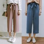 Cropped Bow Accent Pants