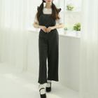 Frilled Pinstriped Overall Pants