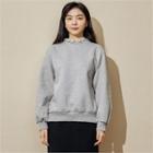Lace-trim Loose-fit Pullover Gray - One Size
