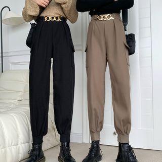 Chain-accent Harem Cargo Pants