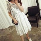 Short Sleeves Floral Print Chiffon Dress