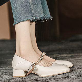 Chain Strap Block Heel Mary Jane Shoes