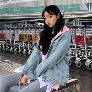 Zip-detail Metal-button Denim Jacket
