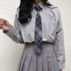 Long Sleeve Plain Shirt Gray - One Size