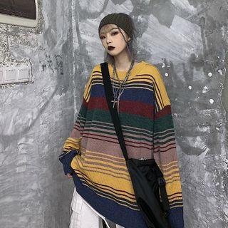 Striped Sweater Yellow & Blue & Green - One Size