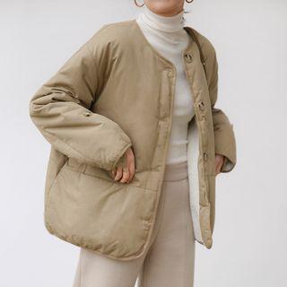 Fleece Lining Buttoned Padded Jacket