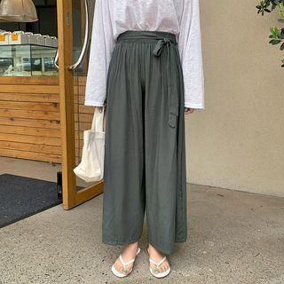 Waistband Culottes With Sash