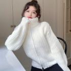 Turtleneck Zip Cardigan Off-white - One Size