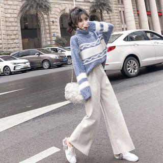 Patterned Sweater / Wide Leg Pants / Set