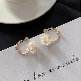 Rhinestone Alloy Flower Earring 1 Pair - As Shown In Figure - One Size