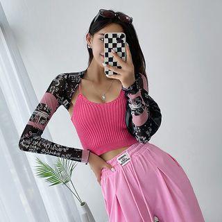 Letter-pattern Sheer Bolero