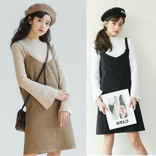 Button Front Corduroy Sleeveless Dress