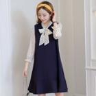 3/4-sleeve Dotted Panel Dress