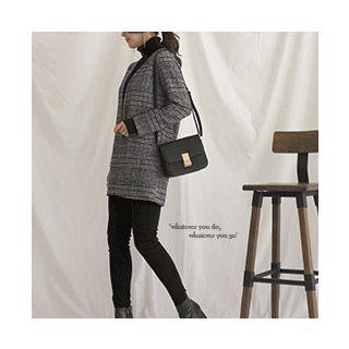 Open-front Glen-plaid Coat