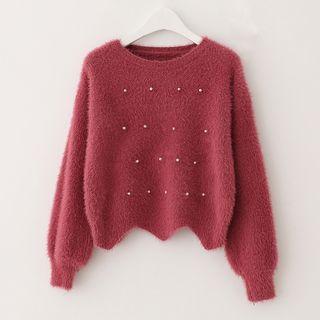 Scallop Hem Embellished Sweater