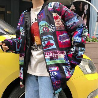 Print Zip Jacket As Shown In Figure - One Size