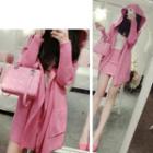 Set: Pocketed Hooded Jacket + Plain Camisole Top + High Waist Mini Skirt As Shown In Figure - One Size
