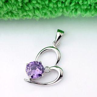 Rhinestone Alloy Heart Pendant Necklace Purple Rhinestone Pendant - One Size