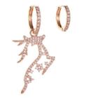 Non-matching Rhinestone Deer Dangle Earring 1 Pair - Rose Gold - One Size