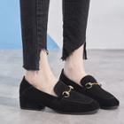 Faux Leather Block-heel Loafers