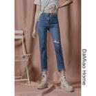 High-waist Slim-fit Ankle Jeans