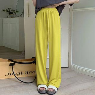 Drawstring Wide Leg Pants / Short-sleeve Lettering T-shirt