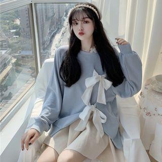 Bow Sweatshirt / A-line Mini Skirt