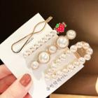 Set Of 4: Faux Pearl Hair Clip (assorted Designs)