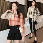 Plaid Panel Asymmetric Shirt