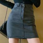 High-waist Plain Denim Skirt