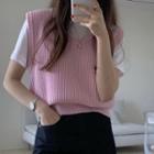 Plain Sweater Vest Pink - One Size